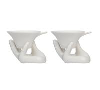 OFFIGAM Filtre à Thé en Céramique Blanc avec Support Main Guanyin, Résistant la Chaleur, Lot de 2 Sets de Sets pour Accessoires de Thé Kung Fu