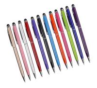 OFFIGAM Lot de 12 Stylos à Bille et Stylets Tactiles pour Écran Capacitif, Aluminium Léger et Fin, Compatibles Smartphones et Tablettes, pour Dessin et Jeux Couleur Couleur Aléatoire