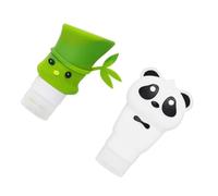 OFFIGAM Lot de 2 Set de Set de Flacons Rechargeables en Silicone et Pp de Panda et Bambou, Faciles à Transporter, Multi-usages pour Voyage et Usage Domestique, Capacité Couleur Aléatoire