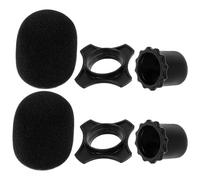OFFIGAM Lot de 2 Sets de Sets de Bonnette Micro en Mousse Noire, Accessoire Microphone Facile à Transporter, Améliore la Performance du Micro pour Interviews et Scènes