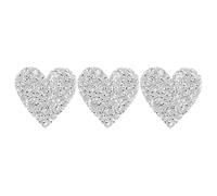 OFFIGAM Lot de 3 Autocollants Strass en Résine Forme Cœur Argentés, Autocollants Décoratifs Auto-adhésifs pour Chapeaux et Paquet, pour DIY et Occasions Spéciales