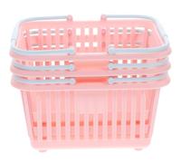OFFIGAM Lot de 3 Paniers de Rangement en Plastique Rose avec Poignées Petits Cabas Compacts pour Jouets Fruits et Accessoires Paniers Légers Polyvalents pour Bureau Salle de Bain et