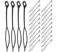 OFFIGAM Lot de 30 Set de Set de Crochets à Cheveux en Plastique Noir, Outil à Cheveux Robuste et Polyvalent, Aiguille à Crochet Réutilisable pour Dreadlocks et Coiffures Variées