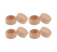 OFFIGAM Lot de 4 Boîtes Rondes en Bois de Hêtre Beige Mini Boîte à Bagues à Dents Fée Étanche et Anti-poussière Présent Élégant pour Fiançailles ou Anniversaires