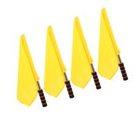 OFFIGAM Lot de 4 Mini-drapeaux D'arbitre en Polyester Jaune Manche en Acier Inoxydable pour Créer une Ambiance Festive Lors de Fêtes Sportives