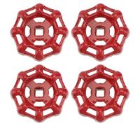 OFFIGAM Lot de 4 Poignées de Vanne en Fonte Rouge, Volant Manuel en Fer pour Robinet, Usage Pratique et Haute Performance, pour Remplacement de Poignée D'arrêt
