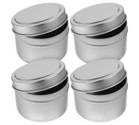 OFFIGAM Lot de 4 Pots Ronds en Fer Argenté pour Bougies Votives, pour Création de Bougies Maison et Rangement D’huiles Essentielles à Domicile