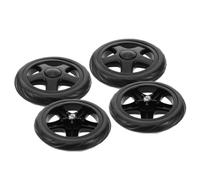 OFFIGAM Lot de 4 Roues de Rechange Noires en Plastique pour Chariot Pliable, Résistantes à L'usure et Robustes, pour Courses Supermarché