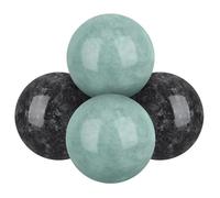OFFIGAM Lot de 4 Sets de Sets de Boules de Massage en Marbre Rondes pour Mains, 2 Vertes et 2 Noires, Balles D'exercice Chinoises pour Fitness, Soulagement des Tensions Musculaires,