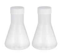 OFFIGAM Lot de 5 Flacons Erlenmeyer en Plastique Pp Bouchon, Graduation Standard, Base Solide, pour Applications en Chimie et Sciences Vie Plusieurs styles