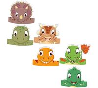 OFFIGAM Lot de 6 Chapeaux d'anniversaire Dinosaure en Papier 3D, Légers et Réglables, Accessoires Fête Garçon et Filles, Décoration Anniversaire Garçon Fille, Couvre-Chefs pour Photos
