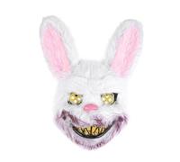 OFFIGAM Masque de Lapin Effrayant en Pvc et Peluche pour Fête D'halloween et Carnaval, Accessoire de Déguisement Look Horrifique et Mystérieux