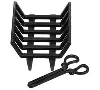 OFFIGAM Miniature Cheminée Décorative Métal Noir avec Porte-bûches pour Maison de Poupée Accessoire Barbecue Miniature Scène Cosy et Accessoires de Décoration