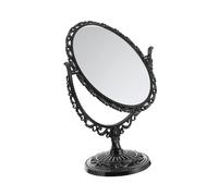 OFFIGAM Miroir De Maquillage sur Pied Double Face 1 Grand Format Pivotant Style Rétro pour Bureau Et Salle De Bain Noir
