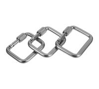 OFFIGAM Mousqueton Carré en Aluminium Argenté 3pcs pour Randonnée et Camping, Boucle de Sécurité Extérieure Décorative et Facilement Démontable, pour Projets DIY