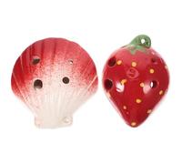 OFFIGAM Ocarina Décoration Intérieure et Extérieure en Céramique Rouge Fraise 6 Trous Lot de 2 Pièces, Instrument de Musique Portable Sons Extraordinaires pour Débutant