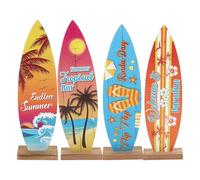 OFFIGAM Ornement de Planche de Surf en Bois de 4 Pièces, Décoration de Table Style Méditerranéen, Fonction Serrage-Livres et Presse-papiers, Forme Réaliste pour Paysage et Photographie