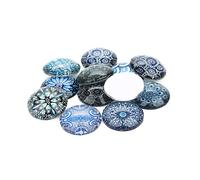 OFFIGAM Patchs En Verre Ronds 18mm Pour Bijoux Diy Bleu Et Gris Lot De 20 Autocollants Créatifs Décoration Artisanale Accessoires De Mariage Artisanat Saint-valentin