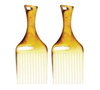 OFFIGAM Peigne à Cheveux Afro en Plastique Marron, Lot de 2, Design Simple et Élégant, Léger Coiffage et Démêlage Facile des Cheveux Crépus