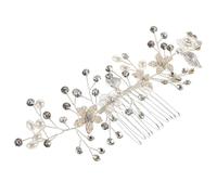 OFFIGAM Peigne À Cheveux Pour Mariée : Fleur De Mariage, Pince Latérale Française, Coiffe En Cristal, Accessoires En Fausses Perles Et Feuilles - Femmes Filles, Demoiselle