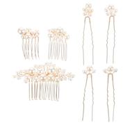 OFFIGAM Peignes à Cheveux en Perles Artificielles Or, 7 Pièces, Faciles à Clipser, Style Élégant Classique, Accessoires pour Coiffe de Mariée ou Voyage de Noces