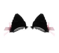 OFFIGAM Pince à Cheveux Oreilles de Chat en Fourrure Synthétique Noir avec Clochette 1 Paire Accessoire pour Fête D’halloween et Réunion Familiale 3.54x3.15x0.39in Confortable