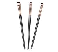 OFFIGAM Pinceau Applicateur D'eyeliner Biseauté 3 Pièces Noir Doré, Set de Pinceaux à Paupières et Sourcils, Taille Fine, pour Maquillage Professionnel et Usage Quotidien