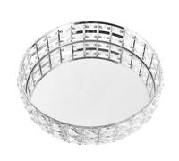 OFFIGAM Plateau Décoratif Rond Argenté en Acrylique et Cristal pour Présentation et Rangement, Plateau-Repas Élégant pour Décoration Intérieure et Présents de Pendaison de Crémaillère