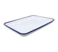 OFFIGAM Plateau Émaillé Blanc Rectangulaire Élégant Surface Lisse, Plateau de Salon de Thé Polyvalent pour Servir Fruits ou Repas Style