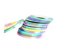 OFFIGAM Ruban Adhésif pour Nail Art 18 Pièces 1-3 Mm Lignes Brillantes Autocollantes Multicolores Décoration Ongles DIY Femmes Couleur Aléatoire