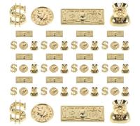 OFFIGAM Set de 200 Breloques à Ongles Symbole de L'argenté en Alliage Or, Résistant la Décoloration, pour Salon et Mariage Paquet à Main, Pièce Longue et Ronde