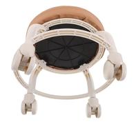 OFFIGAM Tabouret Bas à roulettes en PU Marron, Confortable et Résistant, Siège Rond Pivotant à 360° pour Salon de Beauté et Salon de Spa Moderne