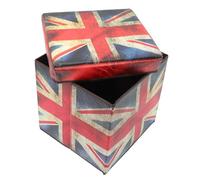 OFFIGAM Tabouret Pliant de Rangement avec Motif Drapeau Britannique Pouf Léger Multifonction pour Salon Chambre et Extérieur Siège Confortable avec Espace de Stockage Pratique