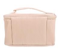 OFFIGAM Trousse de Toilette Double Couche en Cuir PU Crème Grosse Capacité Pochettes Multifonctions Paquet de Maquillage Portable pour Voyage et Organisation Cosmétique Femme Léger et