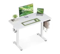 OffiGo Bureau Assis Debout, 100 cm Petit Bureau Electrique avec 3 Mémoires de Hauteur, Table Réglable en Hauteur pour Postes de Travail à Domicile, Petit Table Ordinateur pour Petits Espaces, Blanc