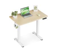 OffiGo Bureau Assis Debout, 80 cm Petit Bureau Electrique avec 3 Mémoires de Hauteur, Table Réglable en Hauteur pour Postes de Travail à Domicile, Petit Table Ordinateur pour Petits Espaces, Beige