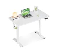 OffiGo Bureau Assis Debout, 90 cm Petit Bureau Electrique avec 3 Mémoires de Hauteur, Table Réglable en Hauteur pour Postes de Travail à Domicile, Petit Table Ordinateur pour Petits Espaces, Blanc