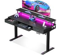 OffiGo Bureau Assis Debout avec 2 Tiroirs, Bureau Electrique 120cm, Noir