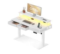 OffiGo Bureau Assis Debout avec 3 Tiroirs, 120cm Bureau Electrique, Blanc
