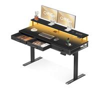OffiGo Bureau Assis Debout avec 3 Tiroirs, 140cm Bureau Gaming, Noir