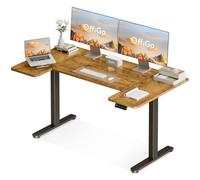 OffiGo Bureau Assis Debout avec Mémoire, 140×70 cm, Marron