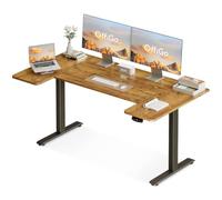 OffiGo Bureau Assis Debout avec Mémoire, 160×70 cm, Marron