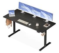 OffiGo Bureau Assis Debout électrique, 160cm Bureau Electrique, Ergonomiqu Table avec 3 Fonction Mémoire, Standing Desk pour la Chambre et Le Travail, Noir