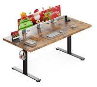 OffiGo Bureau Assis Debout Électrique 180x70 cm, 35 mm Épaisseur, Table Debout Réglable en Hauteur, avec Prise de Courant, Standing Desk T Stables, Ergonomie Bureau & Gaming, Marron
