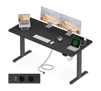 OffiGo Bureau Assis Debout Electrique avec Prise 180 x 80 cm, Noir