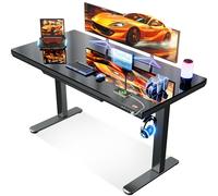OffiGo Bureau Assis Debout en Verre avec Tiroir 140×60 cm, Noir