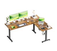 OffiGo Bureau d'angle Assis Debout, 160 x 120 cm Bureau Gaming, Marron