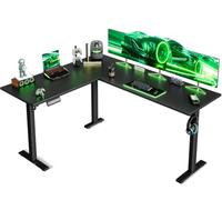 OffiGo Bureau électrique en L, 180 x 140 cm Ergonomique réglable Hauteur en Bureaus d'ordinateur Assis Debout, pour Bureau à Domicile, Noir