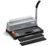 OFFNOVA Bindemaschine 21-Loch 450 Blatt Bindemaschine, Spiralkombibindemaschine mit Starterkit, Kammbindespikes, für den täglichen Bürogebrauch