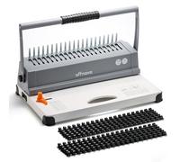 OFFNOVA Relieuse, Machine à relier à 21 trous pour 450 feuilles de papier en peigne pour papier format Lettre / A4 / A5, poignée de perforation facile, marge réglable, reliure de livre avec 100 pièces